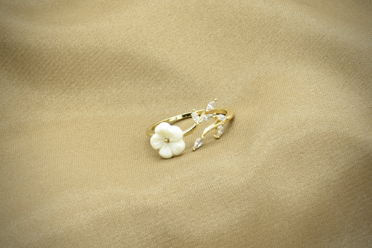 White Flower Blossom Ring