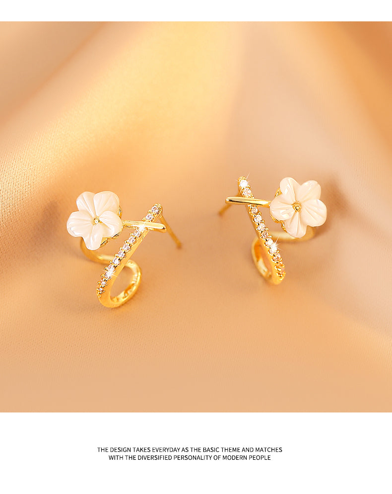 Lilium Flower Cross Earrings