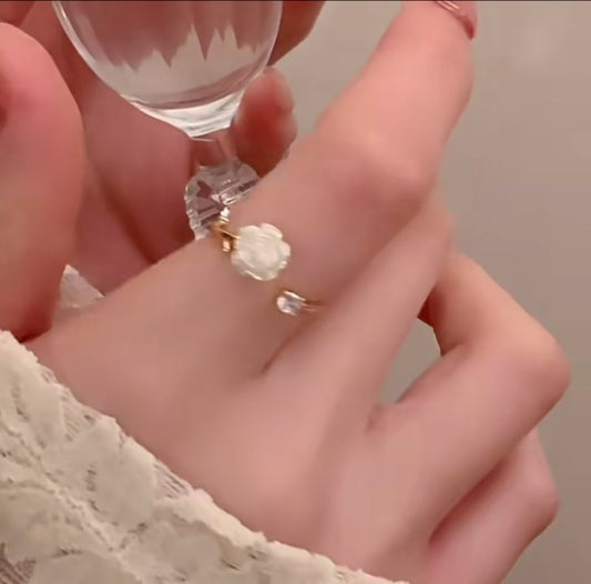 White Flower Diamond Ring