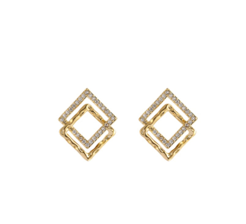 Double Square Stud Earrings