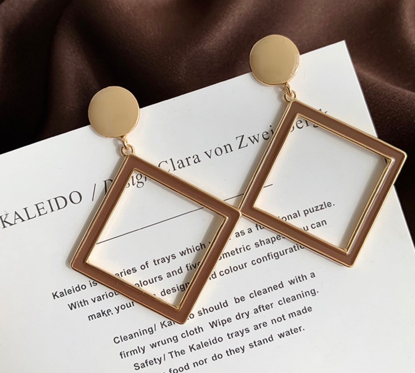 Geometric Square Gold Plate Earrings