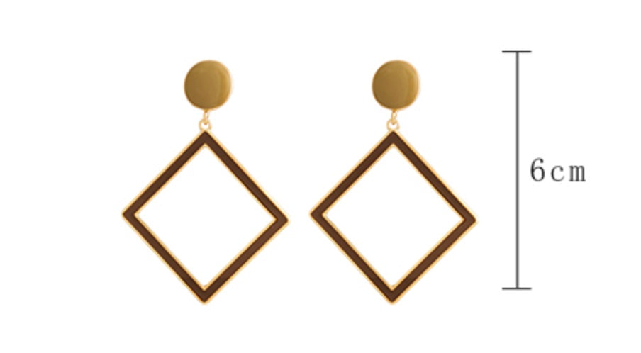 Geometric Square Gold Plate Earrings