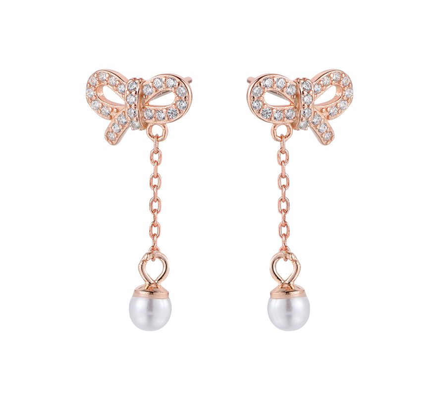 Bow with Mini Pearl Drop Earrings