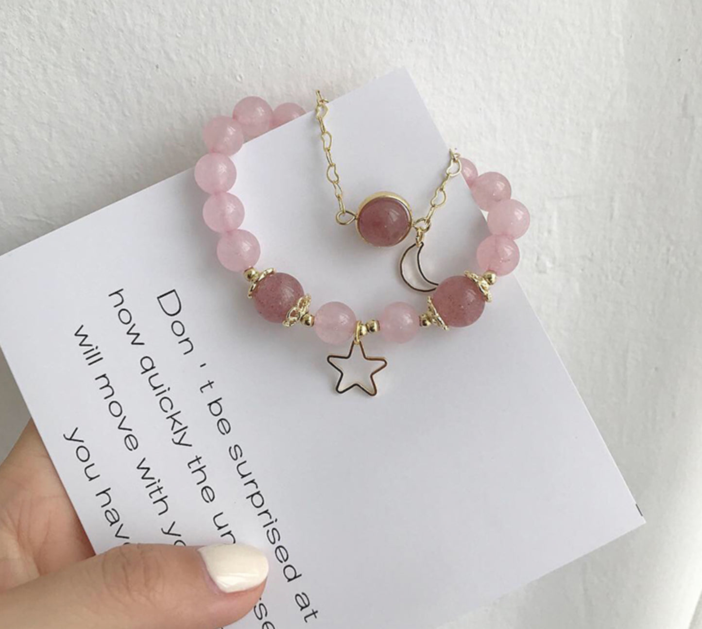 Strawberry Quartz Bracelet with Star