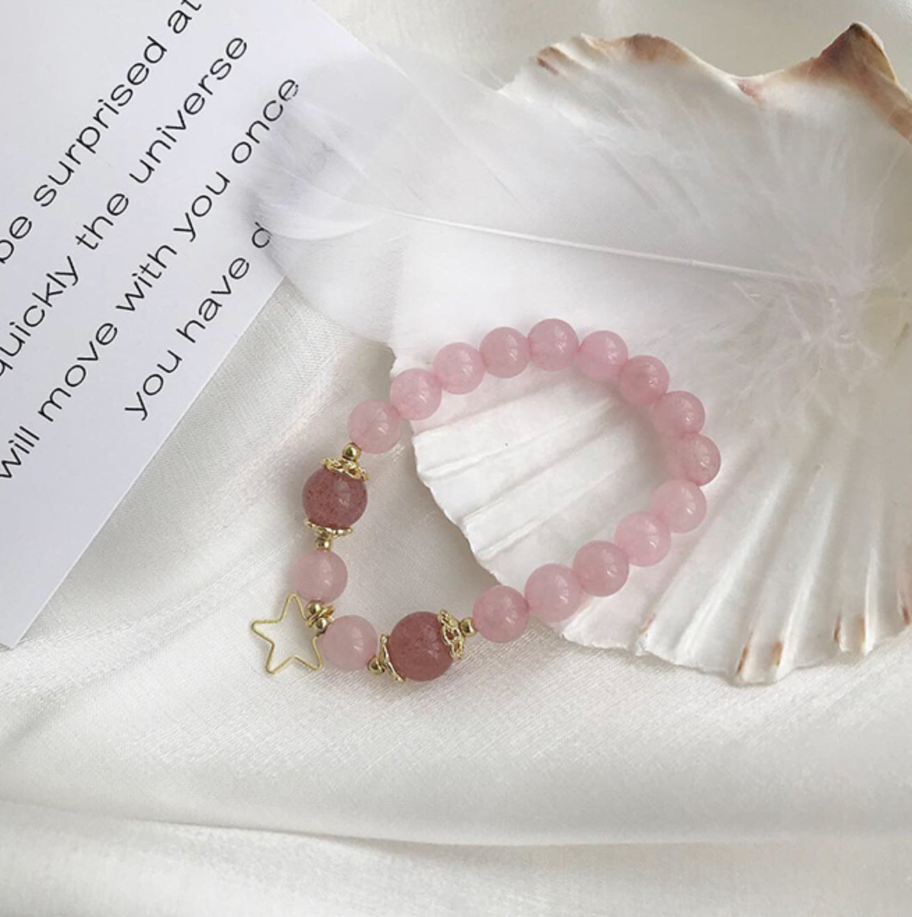 Strawberry Quartz Bracelet with Star