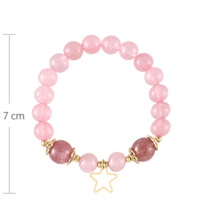 Strawberry Quartz Bracelet with Star