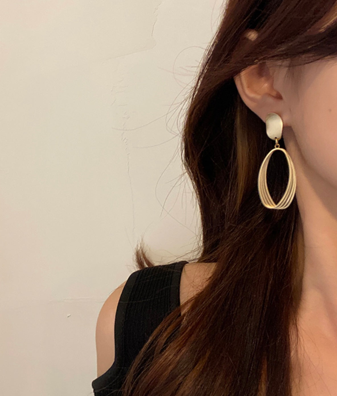 Geometric Oval Dangle Earrings